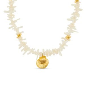 Cream Coral Chip & Shell Necklace