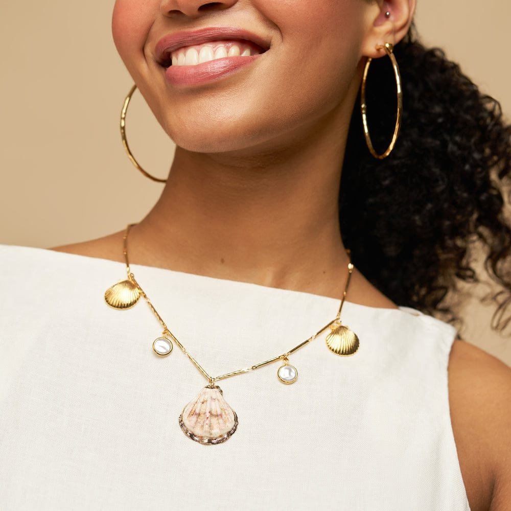 Mixed Shell & Pearl Charm Necklace - Image 2