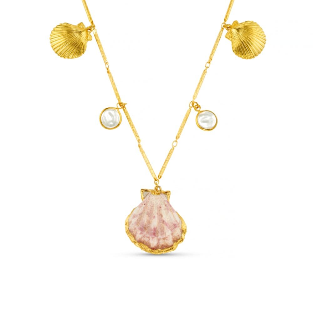 Mixed Shell & Pearl Charm Necklace