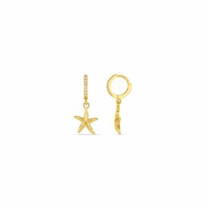 Pavé & Starfish Micro Hoop Earrings