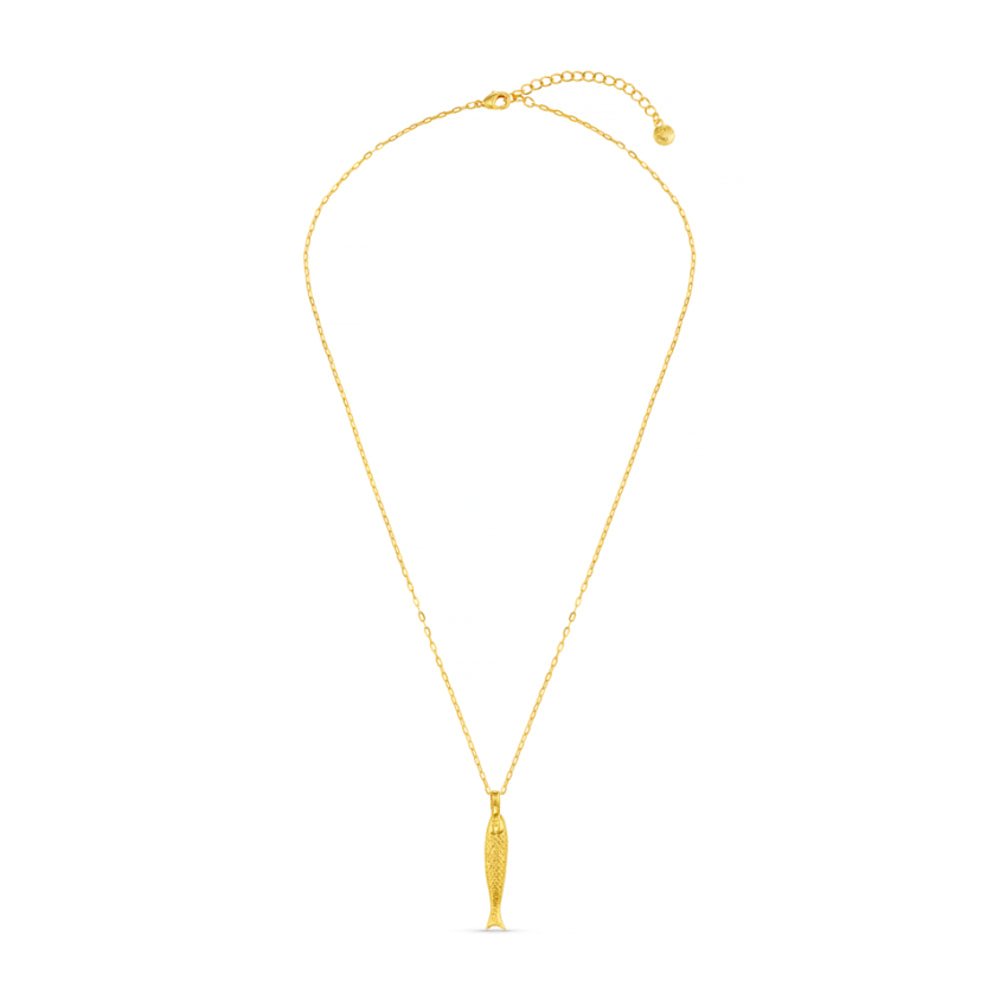 Textured Fish Charm Necklace - Image 4