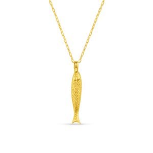 Textured Fish Charm Necklace