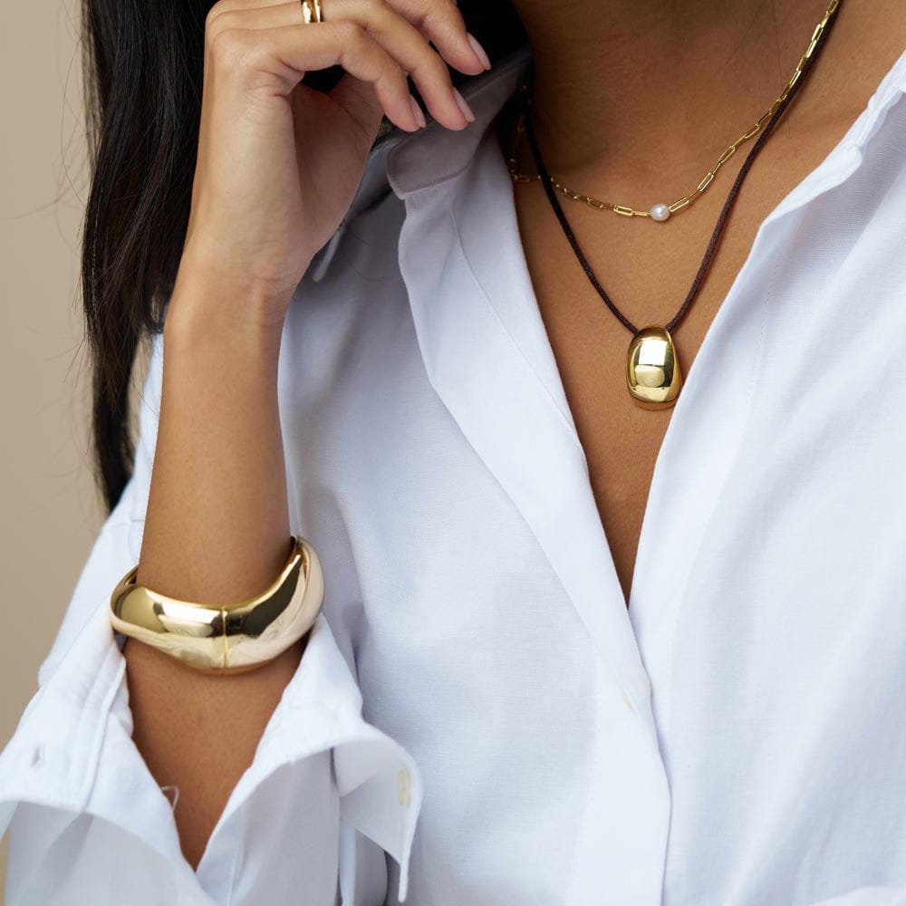 Gold Tapered Pendant Cord Necklace - Image 2