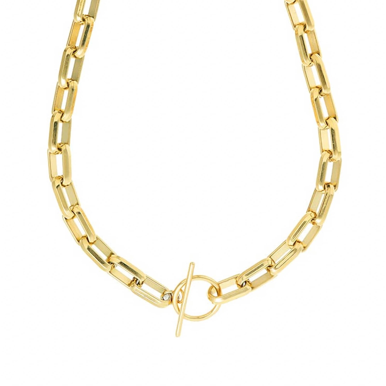 LUXE Rectangle Link T-Bar Necklace - Gold