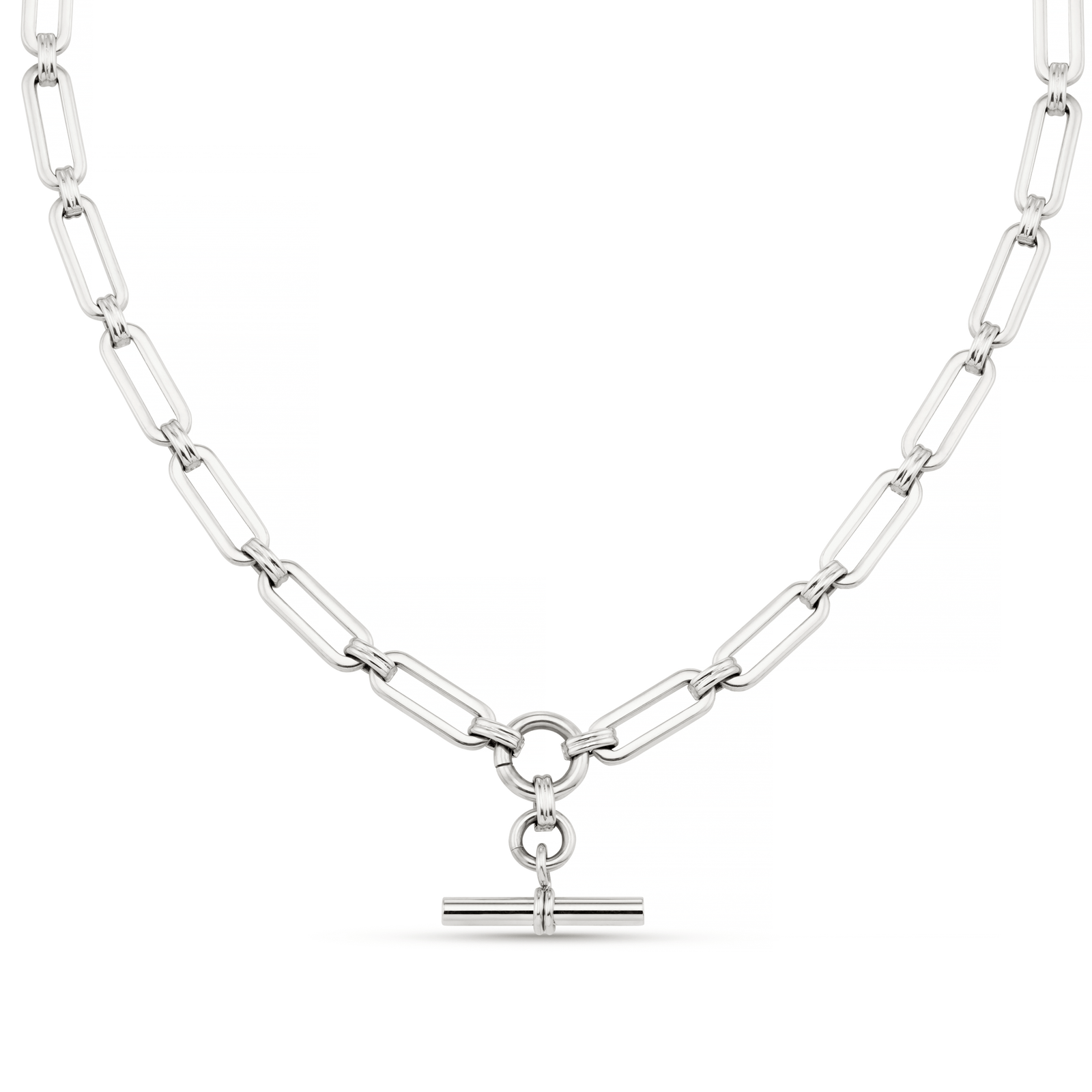 LUXE Linear Link T-Bar Necklace - Silver