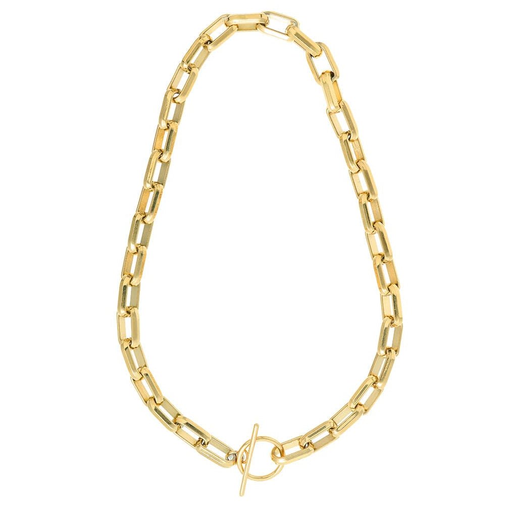 LUXE Rectangle Link T-Bar Necklace - Gold - Image 3